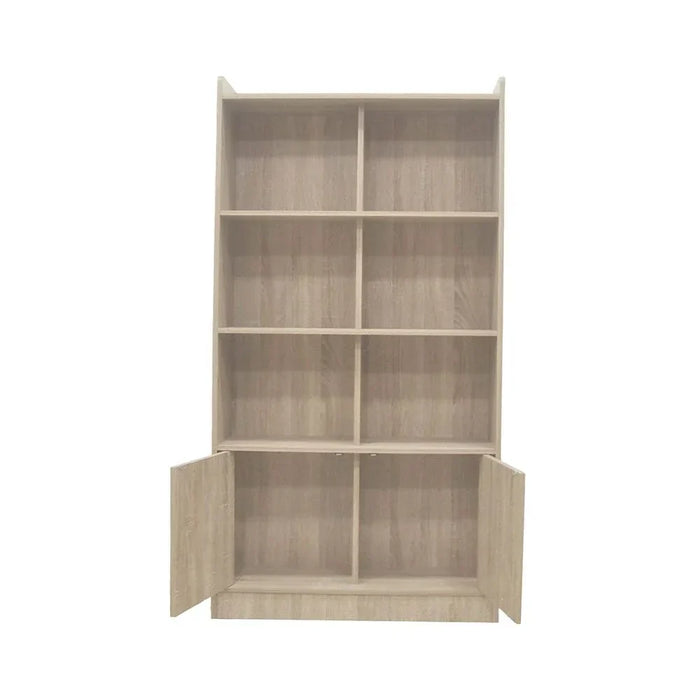 Supreme 2 Door Book Case With Open Shelves Bookshelf Modern Storage Cabinet Stylish Bookcase For Living Room Bedroom Home office â€“ French Sonoma Oak