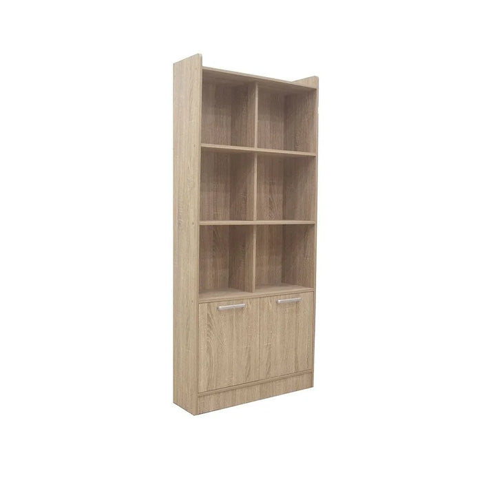 Supreme 2 Door Book Case With Open Shelves Bookshelf Modern Storage Cabinet Stylish Bookcase For Living Room Bedroom Home office â€“ French Sonoma Oak