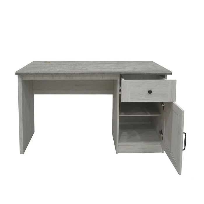 Zenith 1-Door And 1 Drawer Study Desk Writing Desk With Storage Modern office Desk Compact Desk For Home office Bedroom Study Room Stylish Desk - White Oak And Cement