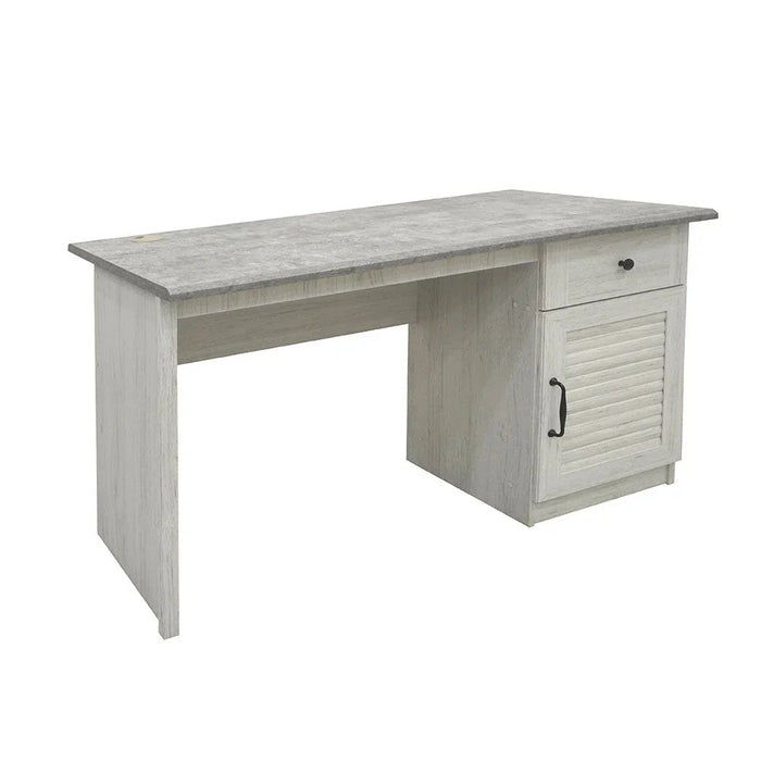 Zenith 1-Door And 1 Drawer Study Desk Writing Desk With Storage Modern office Desk Compact Desk For Home office Bedroom Study Room Stylish Desk - White Oak And Cement