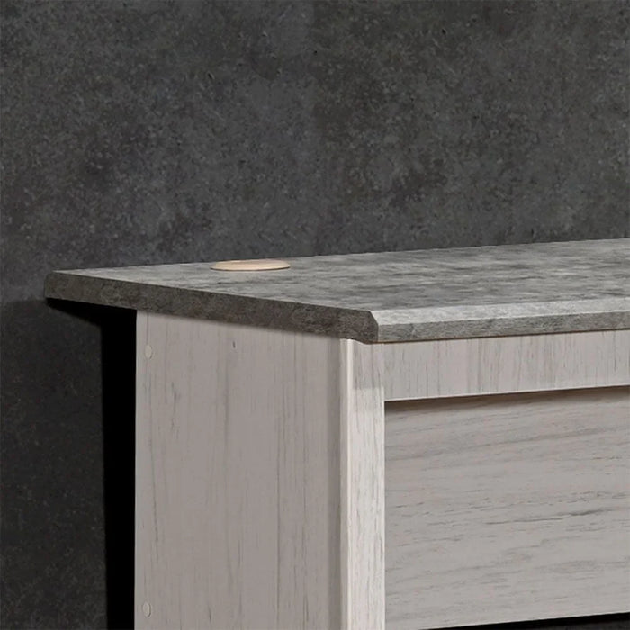 Zenith 1-Door And 1 Drawer Study Desk Writing Desk With Storage Modern office Desk Compact Desk For Home office Bedroom Study Room Stylish Desk - White Oak And Cement