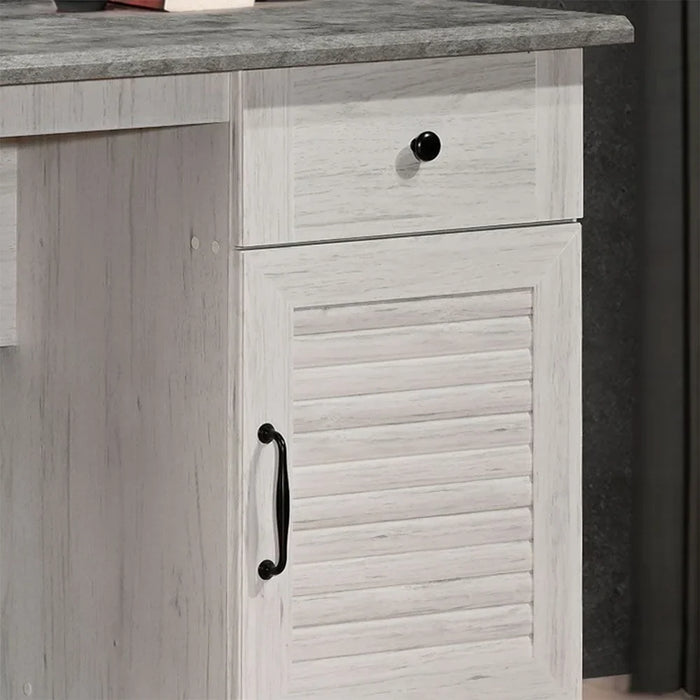 Zenith 1-Door And 1 Drawer Study Desk Writing Desk With Storage Modern office Desk Compact Desk For Home office Bedroom Study Room Stylish Desk - White Oak And Cement