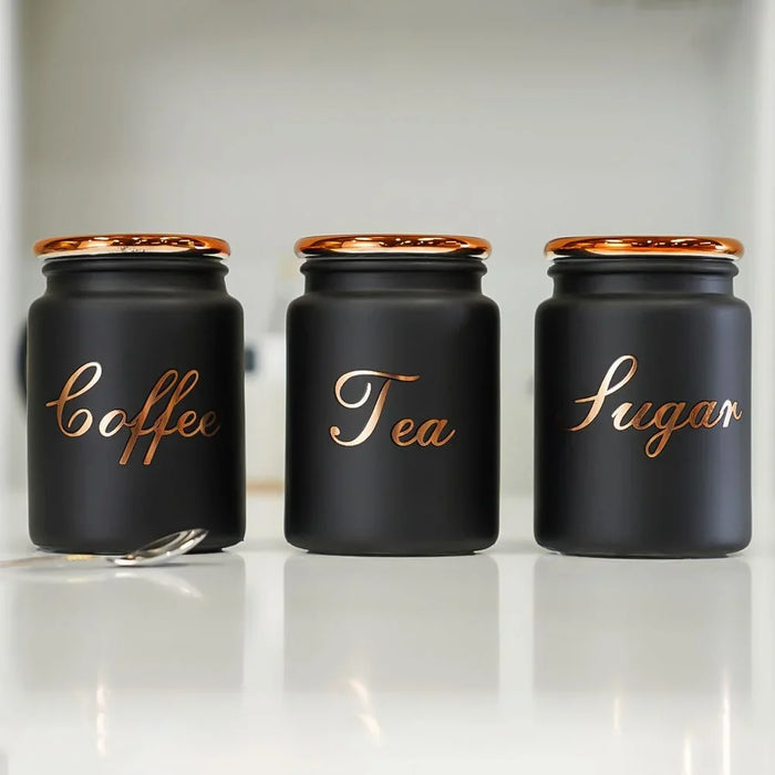 Adrian Set Of 3 Storage Jar 3X700 ml Modern Houseware Food Storage Jars Black