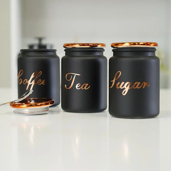 Adrian Set Of 3 Storage Jar 3X700 ml Modern Houseware Food Storage Jars Black
