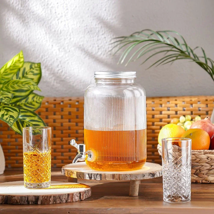Adrian Glass Dispenser Jar 4L Glass And Metal Modern Houseware Transparent Glass Beverage Jar