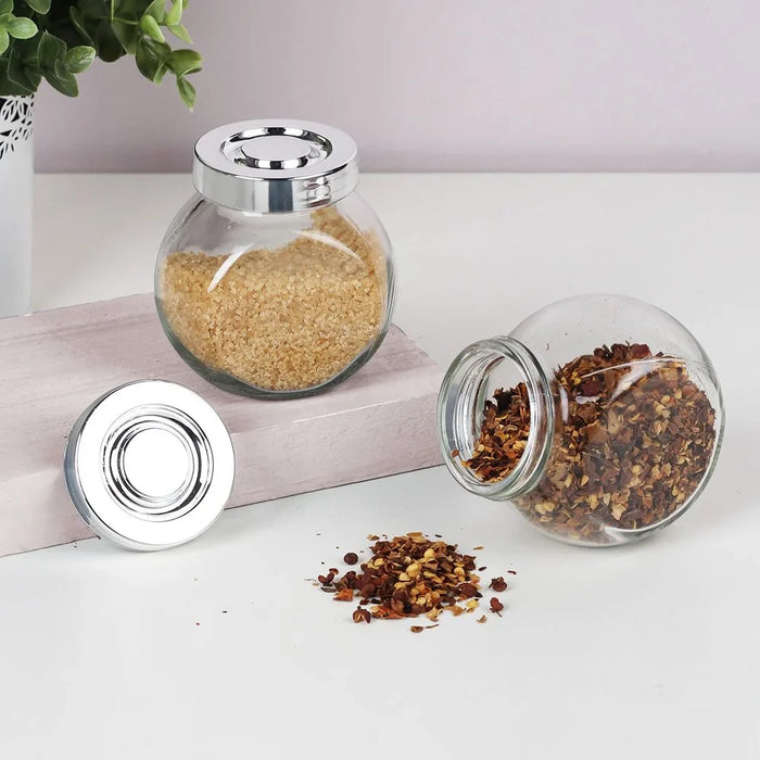 Danube Essential 5-Piece Spice Jar Set 5X200Ml Glass plus Abs Tabletop Condiments Holder Spice Container Storage For Kitchen & Dining Room 8.2 X 5.2 X 8.2 Hcm - Clear