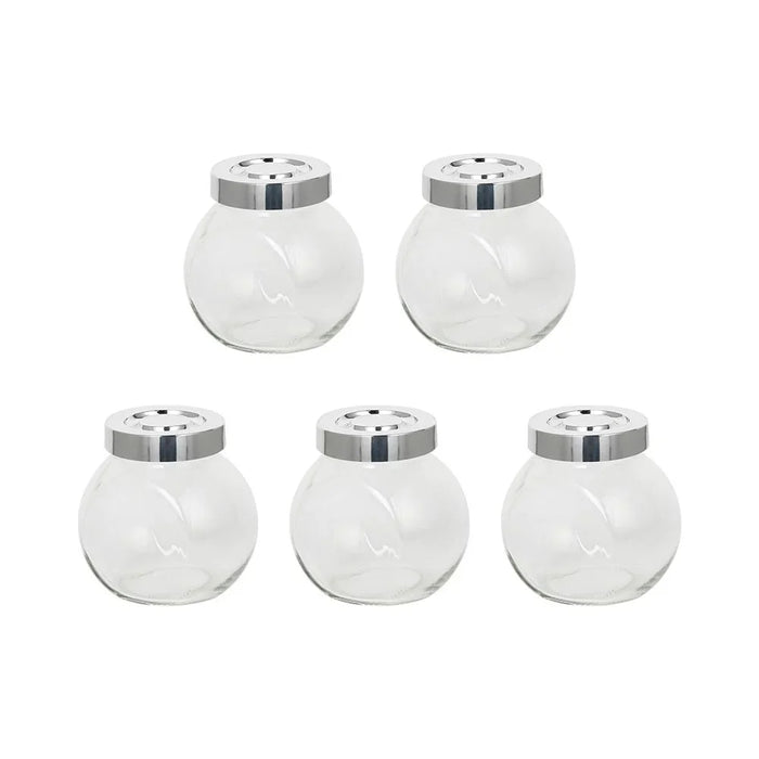Danube Essential 5-Piece Spice Jar Set 5X200Ml Glass plus Abs Tabletop Condiments Holder Spice Container Storage For Kitchen & Dining Room 8.2 X 5.2 X 8.2 Hcm - Clear