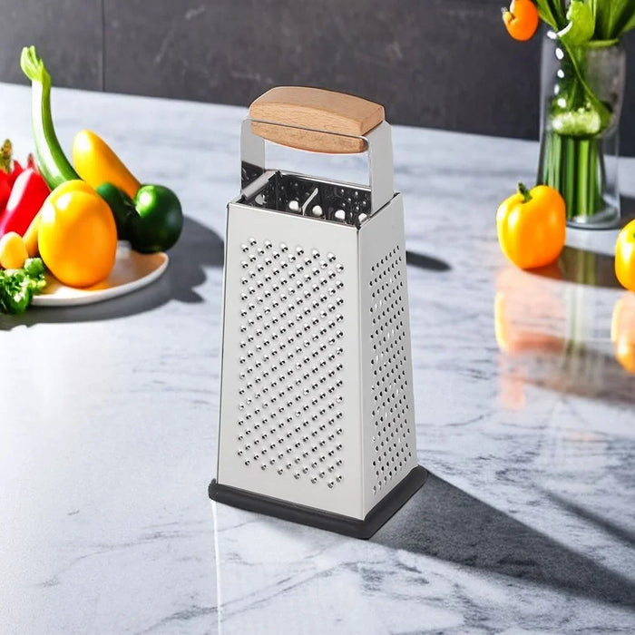 Danube Home Danube Essential Four-Sided Box Grater Durable Stainless Steel Perfect For Shredding Slicing And Grating Cheese Vegetables And More Ideal For Kitchen Use 10.5X8X24.5 Cm