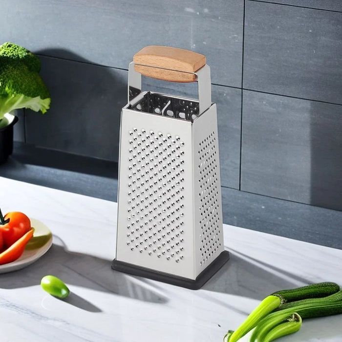 Danube Home Danube Essential Four-Sided Box Grater Durable Stainless Steel Perfect For Shredding Slicing And Grating Cheese Vegetables And More Ideal For Kitchen Use 10.5X8X24.5 Cm