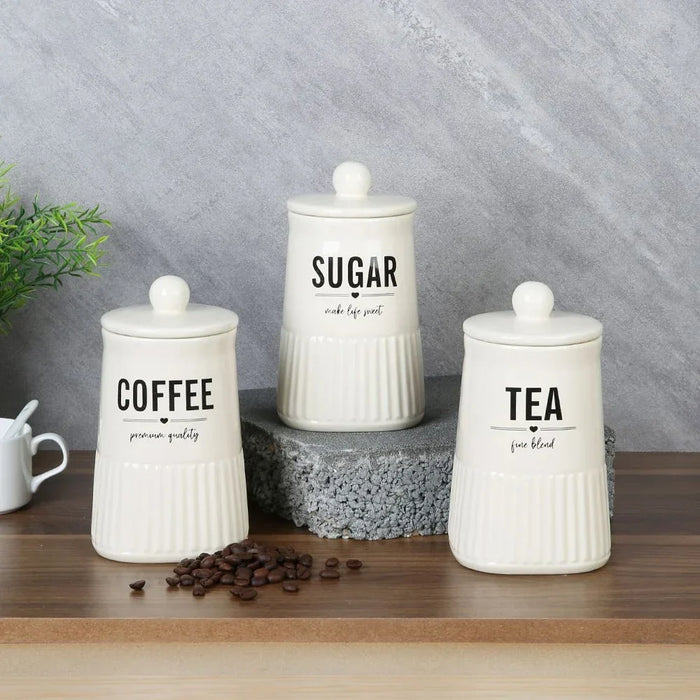Princess 3-Piece Ceramic Storage Jar Set With Silicon Ring , 3X850Ml, 10X10X17.5 Cm