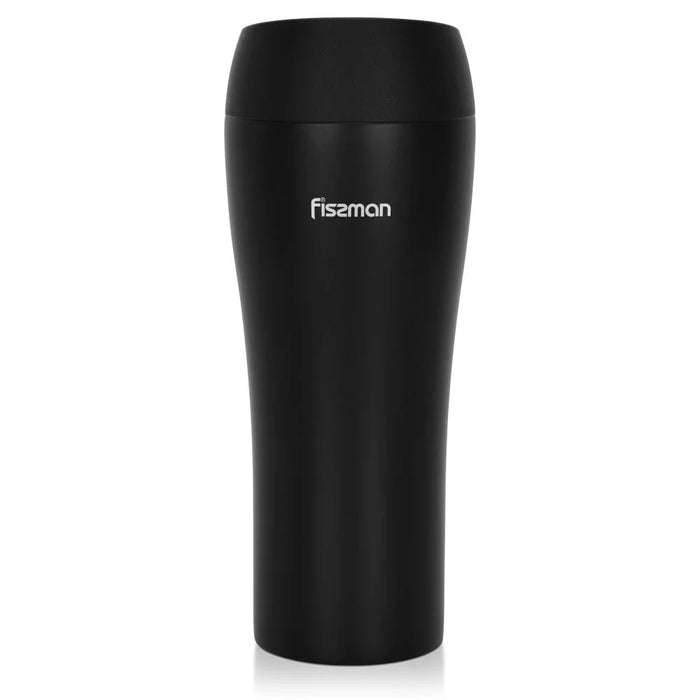 Fissman Double Wall Vacuum Travel Mug - Stainless Steel - Black - 420 ml