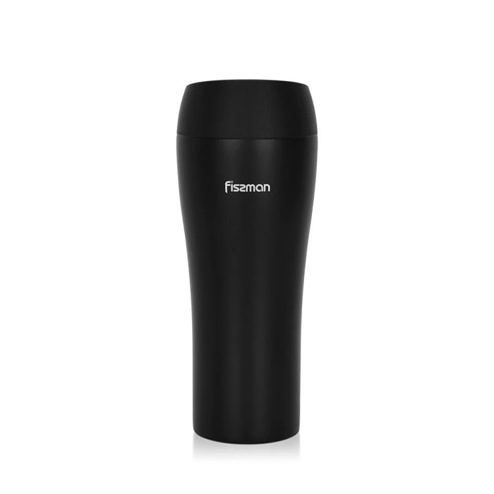 Fissman Double Wall Vacuum Travel Mug - Stainless Steel - Black - 420 ml