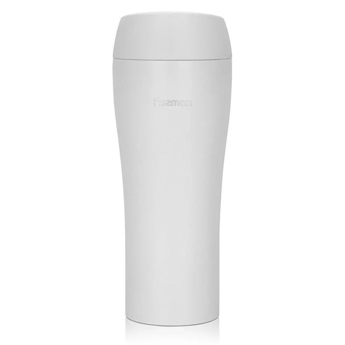 Fissman Double Wall Vacuum Travel Mug - Stainless Steel - White - 420 ml