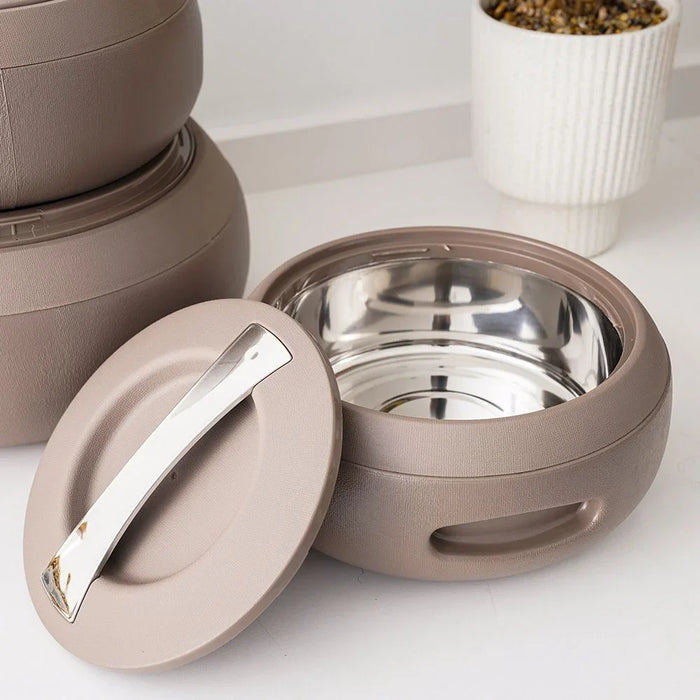 Gourmet 3-Piece Casserole Set 2000,3000,5000ml, Grey, PP with Stainless Steel, Casserole Set For Meal Preparation