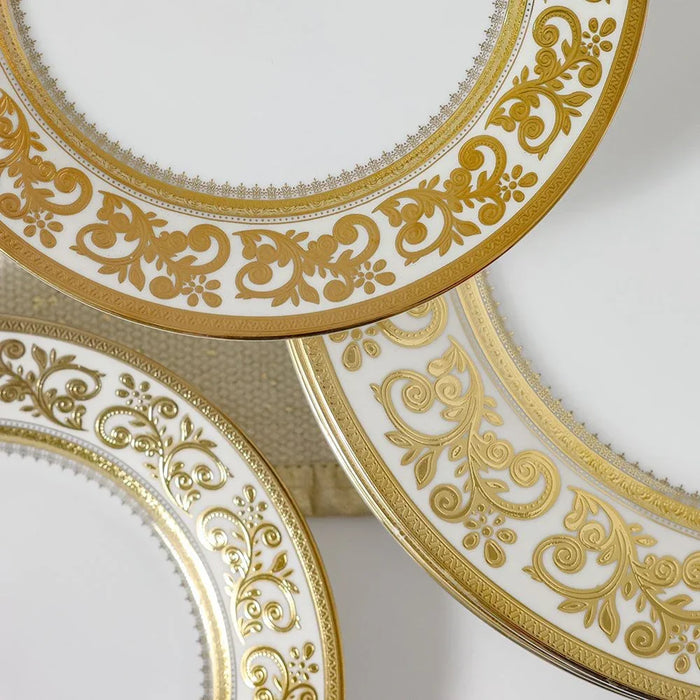 Royal Feast 44-Piece Premium Fine Porcelain Dinner Set – Elegant Tableware for 8 Persons – Luxury Dinnerware Set for Home, Parties, Events & Gifting - White/Gold