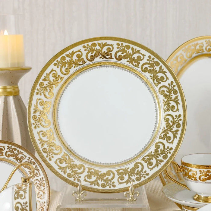 Royal Feast 44-Piece Premium Fine Porcelain Dinner Set – Elegant Tableware for 8 Persons – Luxury Dinnerware Set for Home, Parties, Events & Gifting - White/Gold