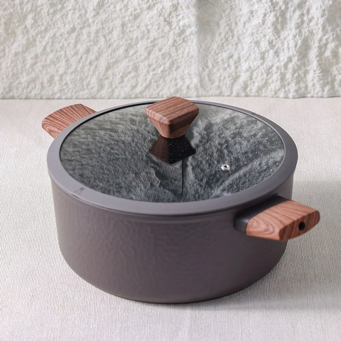 Chef's Delight Bistro Bliss Casserole with Lid – Non-Stick Cookware Pot for Cooking, Baking, Serving – Durable Casserole Dish for Kitchen, Gas & Induction 24x11CM - Brown