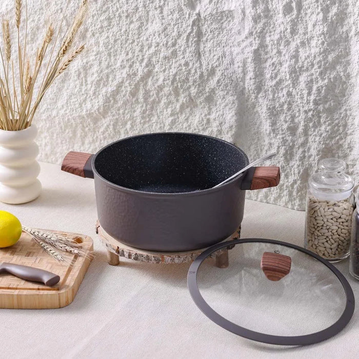 Chef's Delight Bistro Bliss Casserole with Lid – Non-Stick Cookware Pot for Cooking, Baking, Serving – Durable Casserole Dish for Kitchen, Gas & Induction 24x11CM - Brown