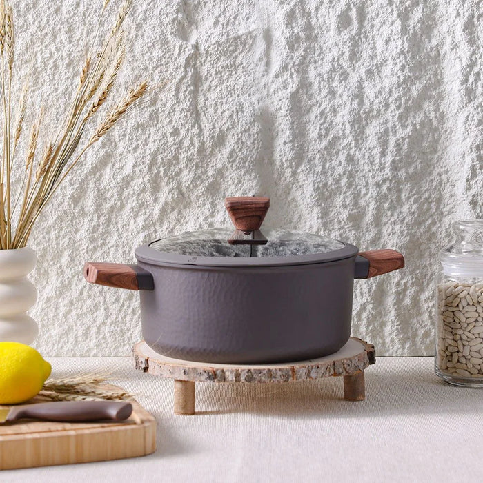 Chef's Delight Bistro Bliss Casserole with Lid – Non-Stick Cookware Pot for Cooking, Baking, Serving – Durable Casserole Dish for Kitchen, Gas & Induction 24x11CM - Brown