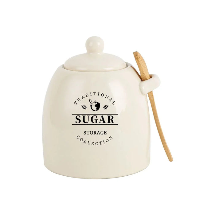 Princess 3-Piece Ceramic Storage Jar Set with Silicone Ring & Wooden Spoon – Airtight Kitchen Canisters for Sugar, Coffee, Tea, Stylish Countertop Food Storage Jars ,700Ml 10.5 X 10.5 X15.5 Hcm