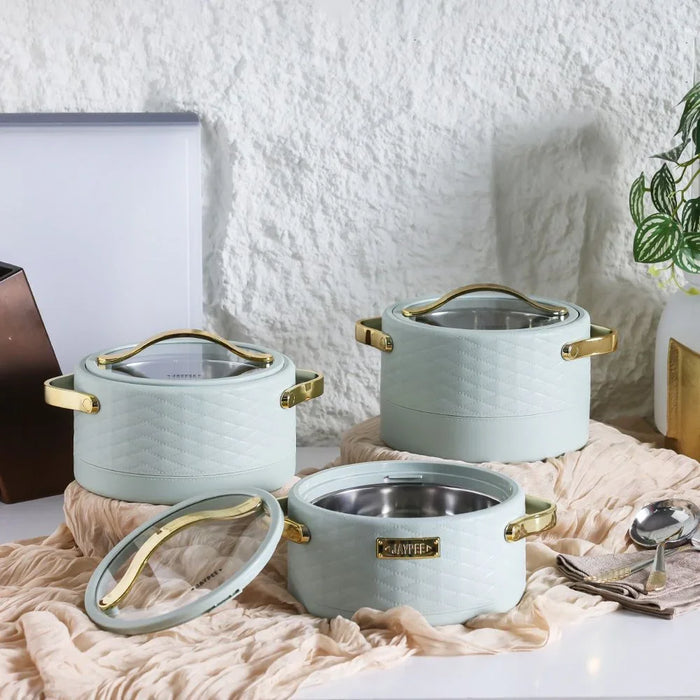 Luxura Klass 3-Piece Casserole Set - Mint Green, Hot Pot Cookware, 1500ml, 2000ml, 2500ml, Durable Stainless Steel, Airtight Lids, Easy Clean, Perfect for Kitchen & Table Top