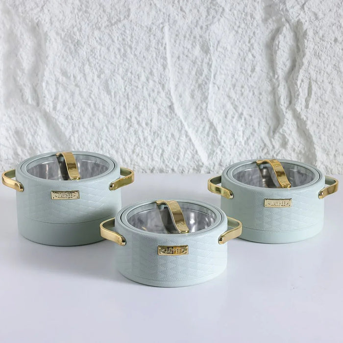 Luxura Klass 3-Piece Casserole Set - Mint Green, Hot Pot Cookware, 1500ml, 2000ml, 2500ml, Durable Stainless Steel, Airtight Lids, Easy Clean, Perfect for Kitchen & Table Top