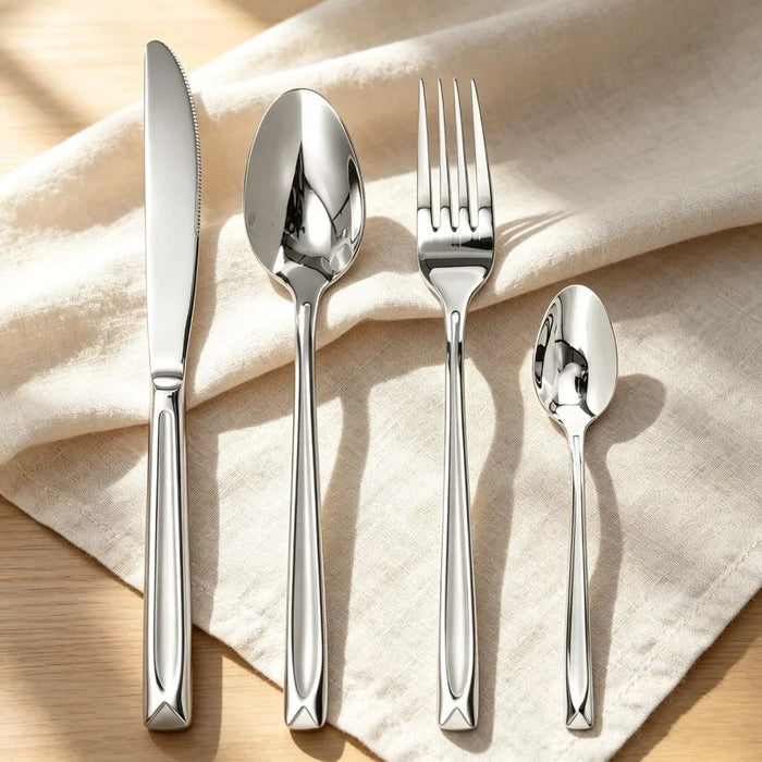 Raha 24-Piece Cutlery Set – Premium Stainless Steel Flatware Set with Forks, Knives, Spoons for Dining and Kitchen, Elegant Durable Design, Ideal for Home, Parties & Restaurants -Serves 6