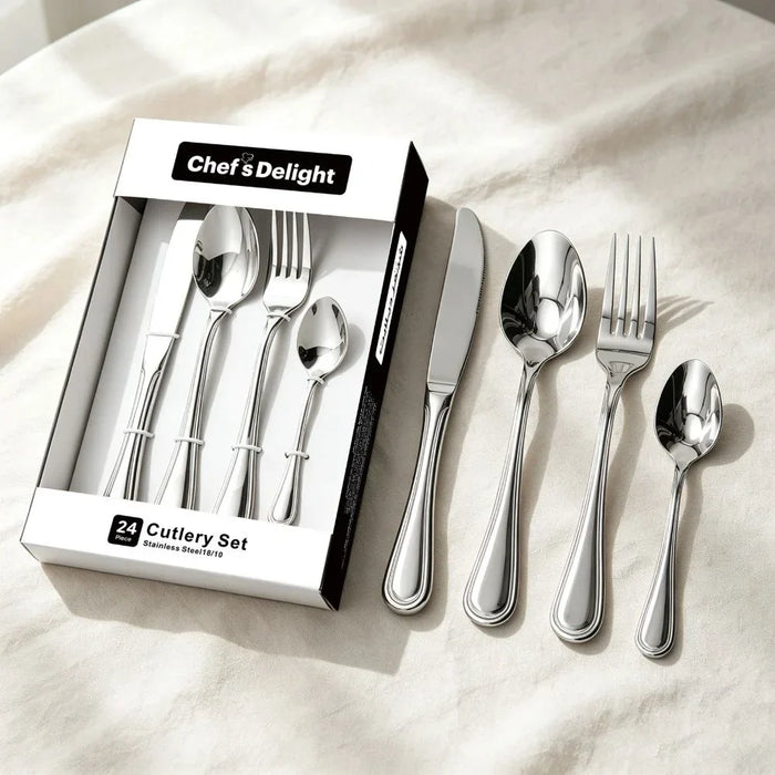 Tahani 24-Piece Cutlery Set – Premium Stainless Steel Flatware Set with Forks, Knives, Spoons for Dining and Kitchen, Elegant Durable Design, Ideal for Home, Parties & Restaurants -Serves 6