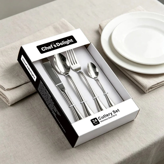 Tahani 24-Piece Cutlery Set – Premium Stainless Steel Flatware Set with Forks, Knives, Spoons for Dining and Kitchen, Elegant Durable Design, Ideal for Home, Parties & Restaurants -Serves 6