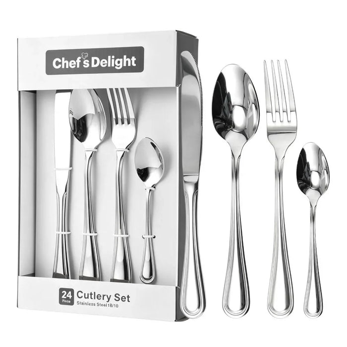Tahani 24-Piece Cutlery Set – Premium Stainless Steel Flatware Set with Forks, Knives, Spoons for Dining and Kitchen, Elegant Durable Design, Ideal for Home, Parties & Restaurants -Serves 6