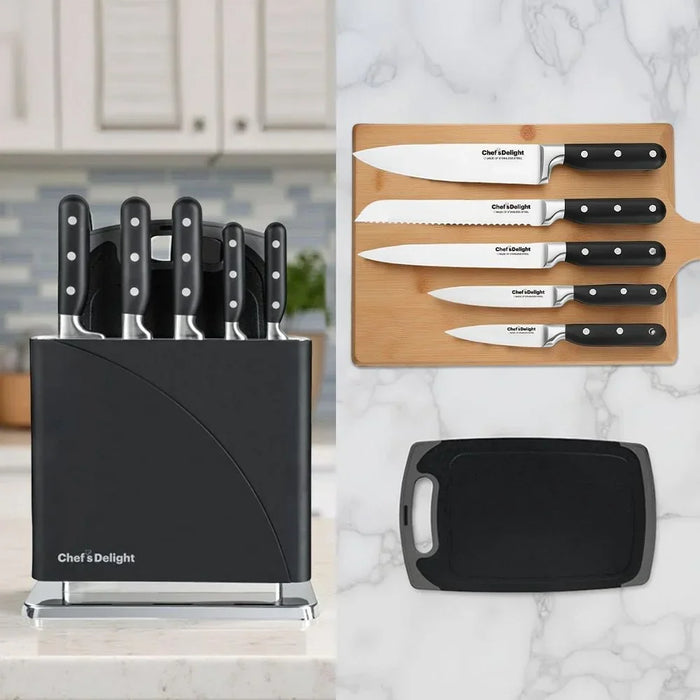 Chef's Delight 7-Piece Knife Set with Stand – Premium Stainless Steel Kitchen Knives for Professional & Home Use | Sharp Blades | Essential Culinary Cutting Tools