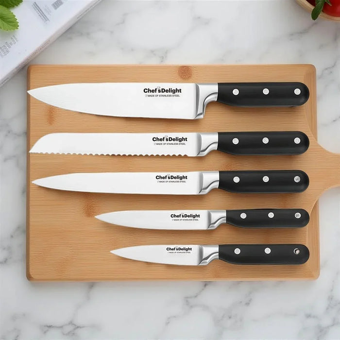 Chef's Delight 7-Piece Knife Set with Stand – Premium Stainless Steel Kitchen Knives for Professional & Home Use | Sharp Blades | Essential Culinary Cutting Tools