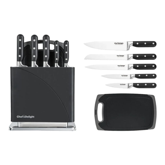 Chef's Delight 7-Piece Knife Set with Stand – Premium Stainless Steel Kitchen Knives for Professional & Home Use | Sharp Blades | Essential Culinary Cutting Tools