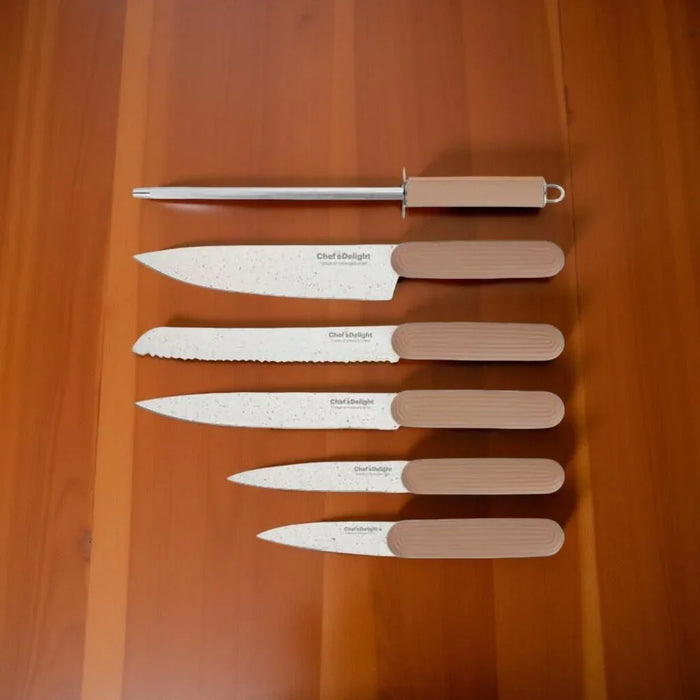 Chef's Delight 8-Piece Knife Set with Wooden Block – Premium Kitchen Knives for Professional and Home Cooking | Sharp Stainless Steel Blades | Essential Culinary Tool Set