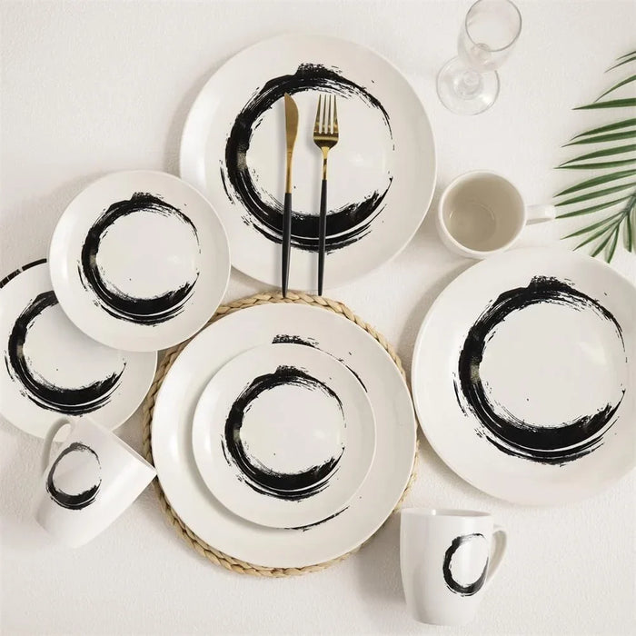 Radiance 16-Piece Porcelain Dinner Set – Elegant Durable Porcelain Dinnerware with Plates, Bowls & Mugs, Perfect for Family Meals, Formal Dining, Restaurants & Everyday Use - Serves 4