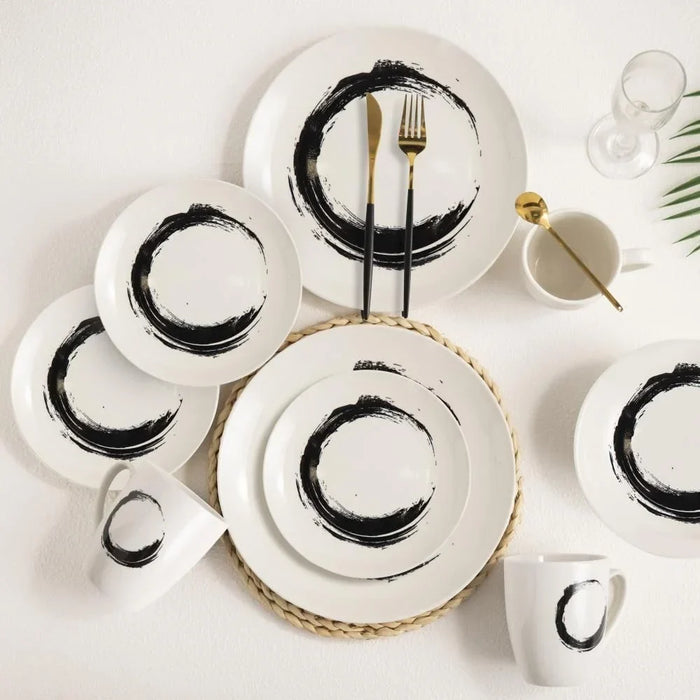 Radiance 16-Piece Porcelain Dinner Set – Elegant Durable Porcelain Dinnerware with Plates, Bowls & Mugs, Perfect for Family Meals, Formal Dining, Restaurants & Everyday Use - Serves 4