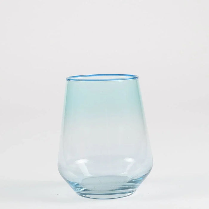 Rakle 4-Piece Blue Rim Tumbler Glass Set - 425ml Soda Lime Glassware for Kitchen Table Top - Stylish and Durable Drinkware - Ideal for Everyday Use - Made in Turkey