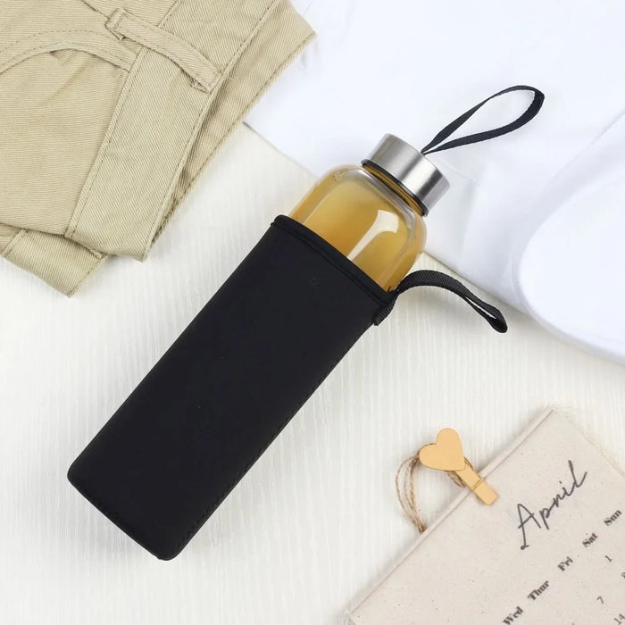 Danube Essential 2-Piece Borosilicate Glass Sport Bottle Set - 600ml, Durable & Stylish Water Bottles for Hydration, Ideal for Gym & Outdoor Activities
