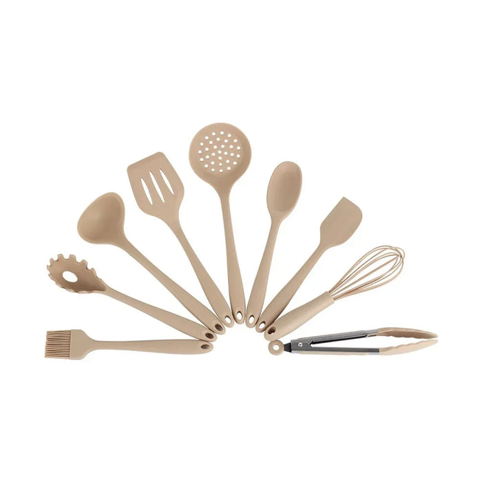 Chef's Delight 10-Piece Silicone Gadgets Set - Kitchen Tools & Gadgets for Cooking, Baking & Serving - Durable, Heat-Resistant, Easy to Clean - Beige