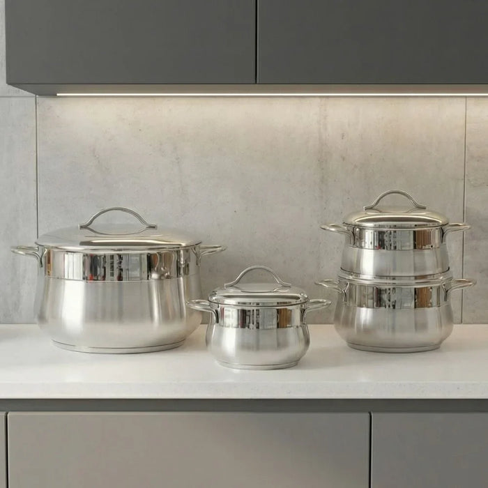 BONERA Venus Mega 10-Piece Stainless Steel Cookware Set - Durable Pots & Pans for Induction Cooking, Premium Kitchen Cookware, Elegant Kitchen Essentials