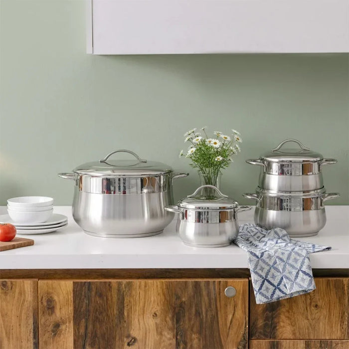 BONERA Venus Mega 10-Piece Stainless Steel Cookware Set - Durable Pots & Pans for Induction Cooking, Premium Kitchen Cookware, Elegant Kitchen Essentials
