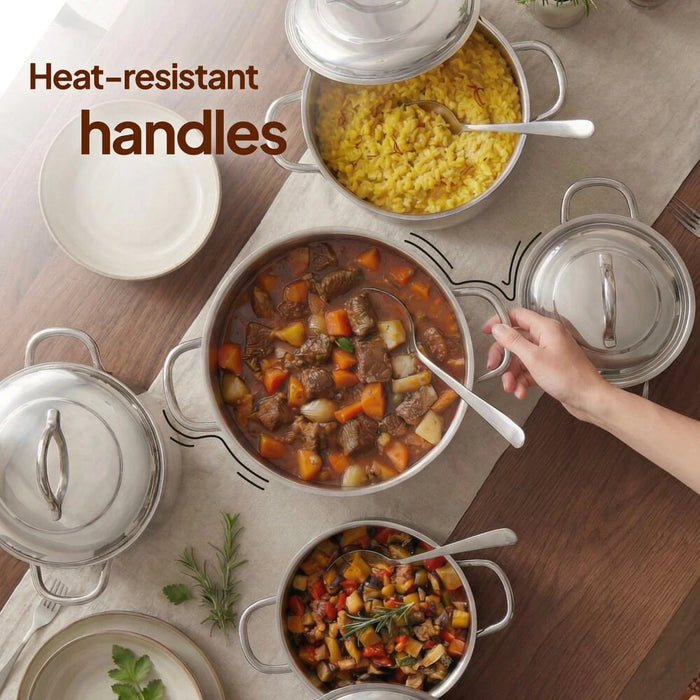 BONERA Venus Mega 10-Piece Stainless Steel Cookware Set - Durable Pots & Pans for Induction Cooking, Premium Kitchen Cookware, Elegant Kitchen Essentials