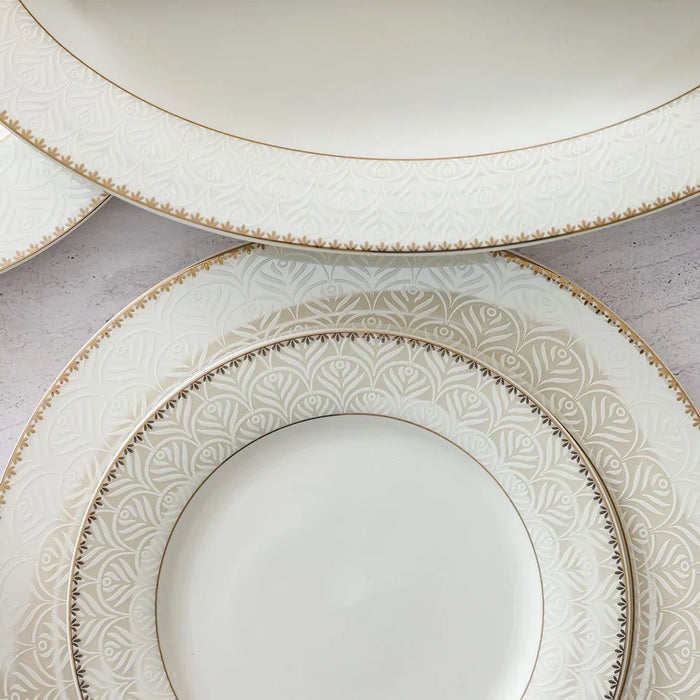 Danube Home Motif 32-Piece New Bone China Dinner Set - Serves 6 | Elegant Tableware, Premium Dinnerware, Modern Dining Set | Ideal for Entertaining & Everyday Use