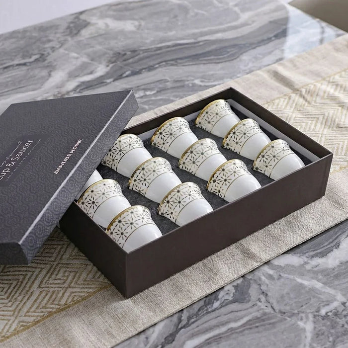 Luna Cawa Cup Set 12Pc 80ml Bone China Arabic Coffee Cups