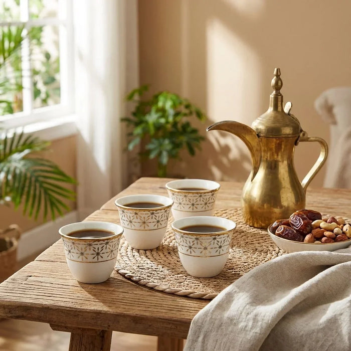 Luna Cawa Cup Set 12Pc 80ml Bone China Arabic Coffee Cups