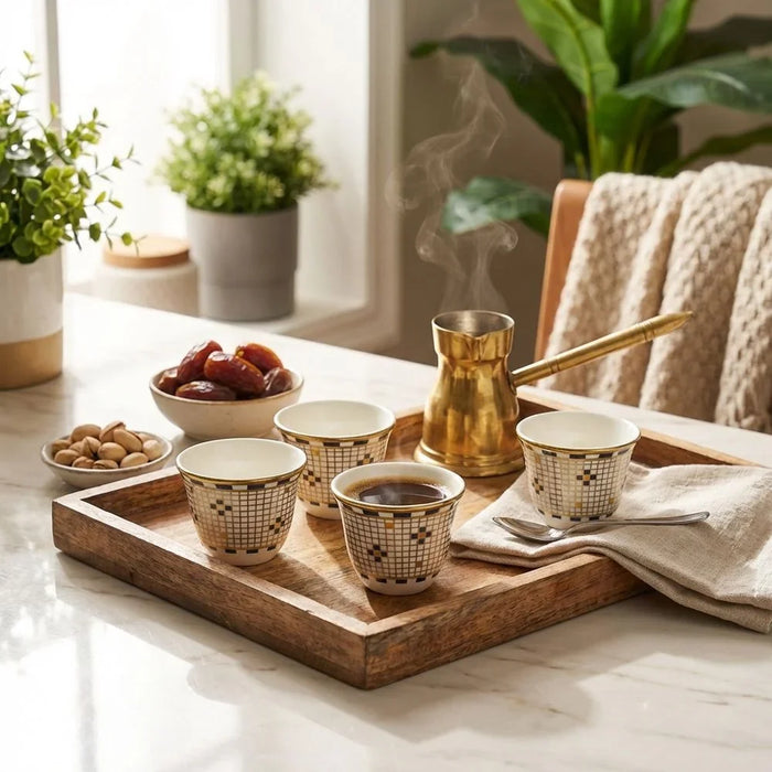 Brewelle Arabic Coffee Cup Set 12Pc 80ml Bone China Cawa Cups