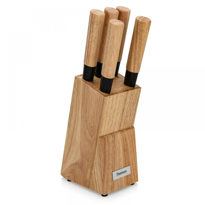 Fissman 6-Piece Kitchen Knife Set with Wooden Block, Stainless Steel Pascual Series
