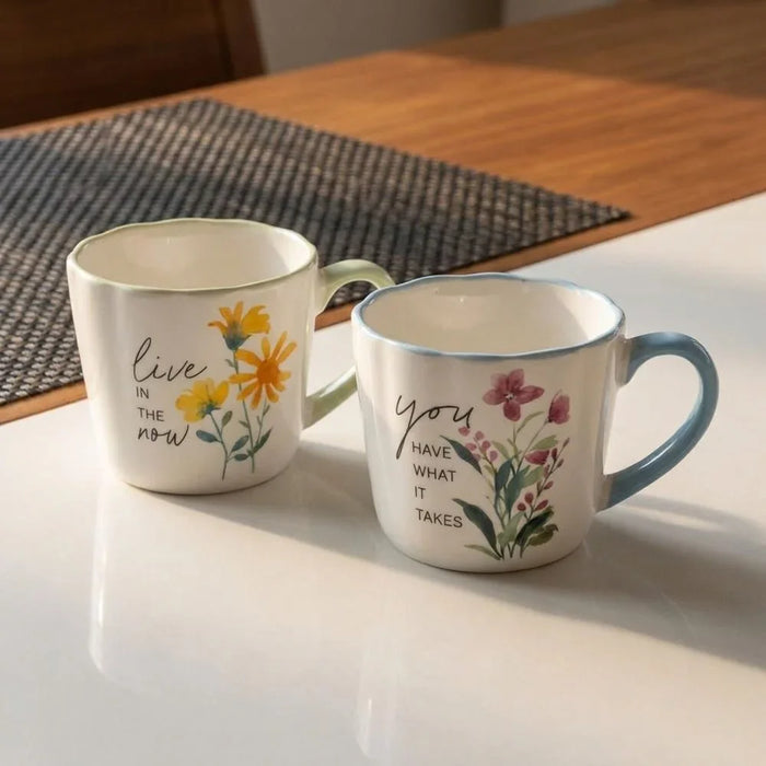 2-Piece New Bone China Mug Set - Multi Color