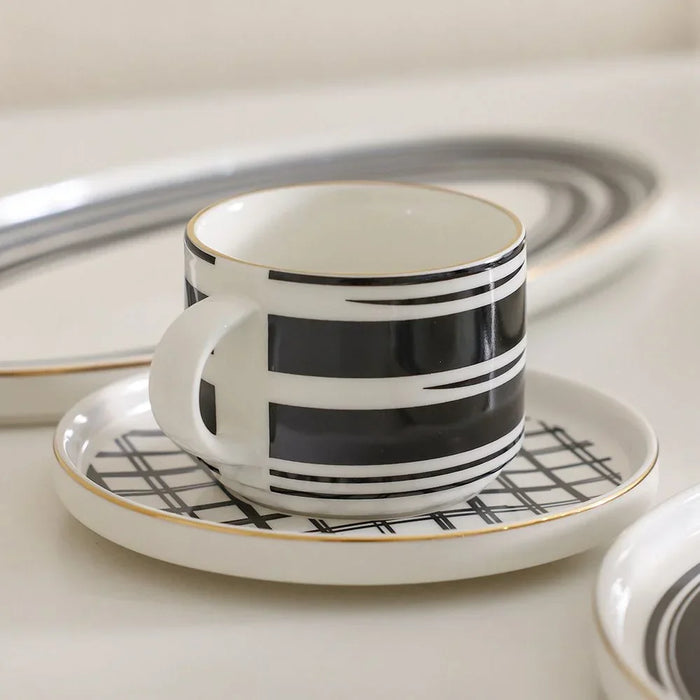 Aura Grid 32-Piece Dinner Set - Black | For Home Dining