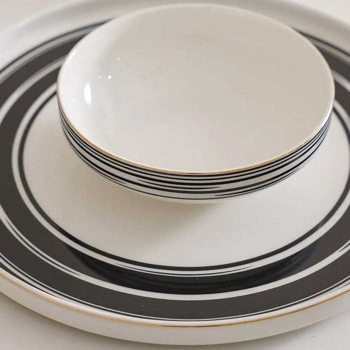Aura Grid 32-Piece Dinner Set - Black | For Home Dining
